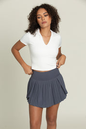Navy Tiered Pleated Tennis Skirt