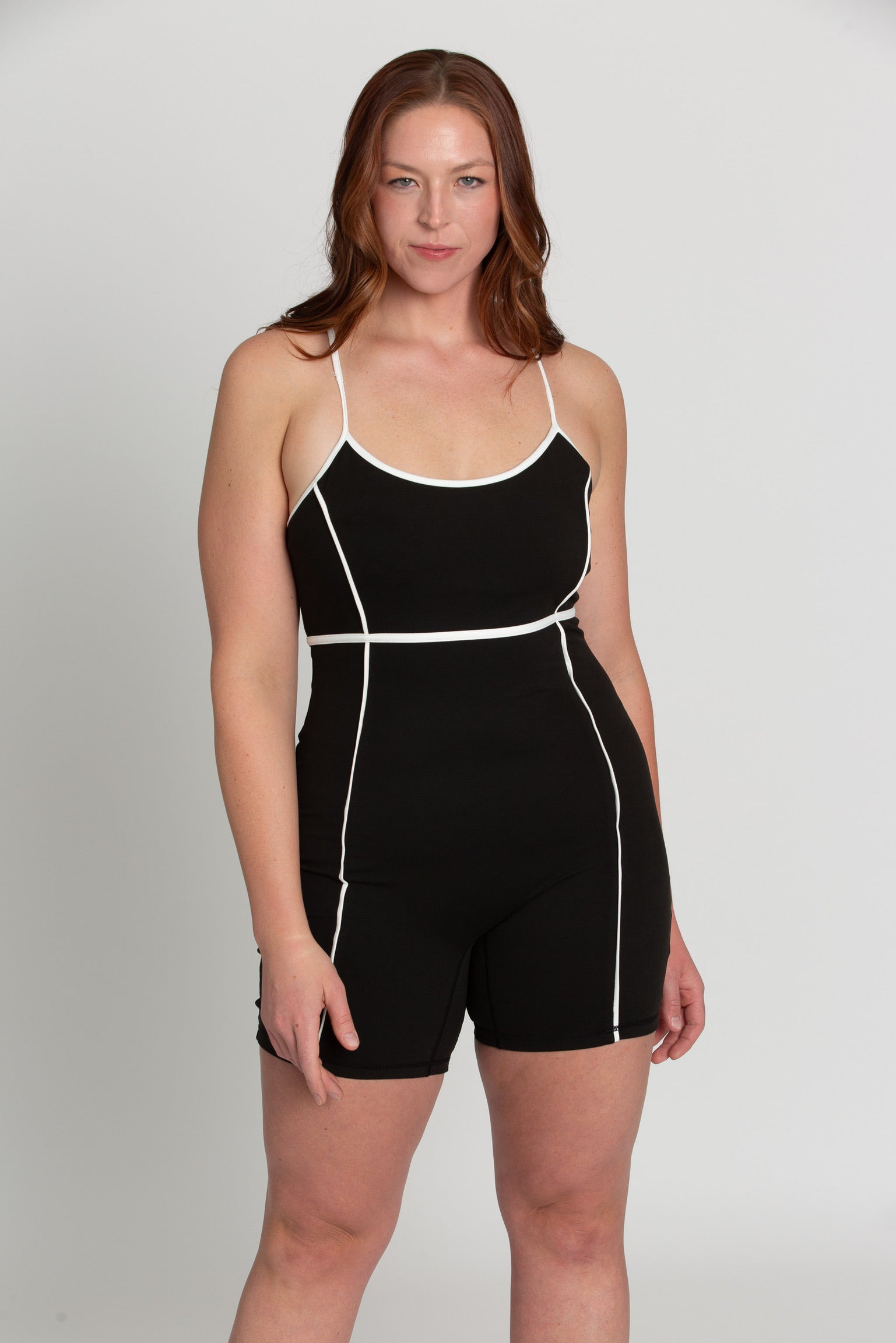 Black White Lined Playsuit