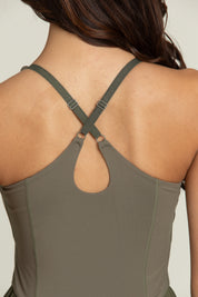 Olive Cross Back Corset Dress