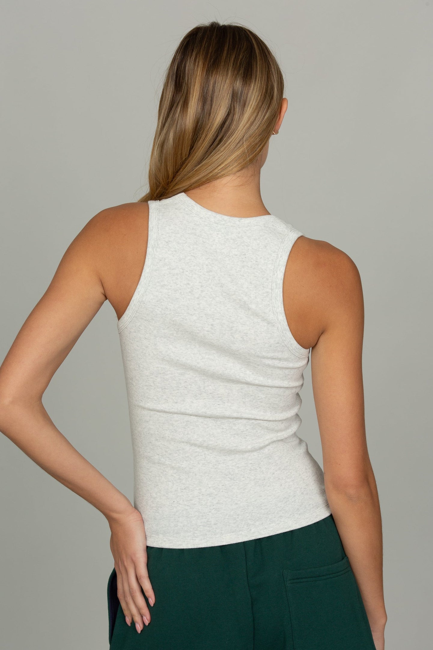 Heather Grey Ribbed Cotton Tank