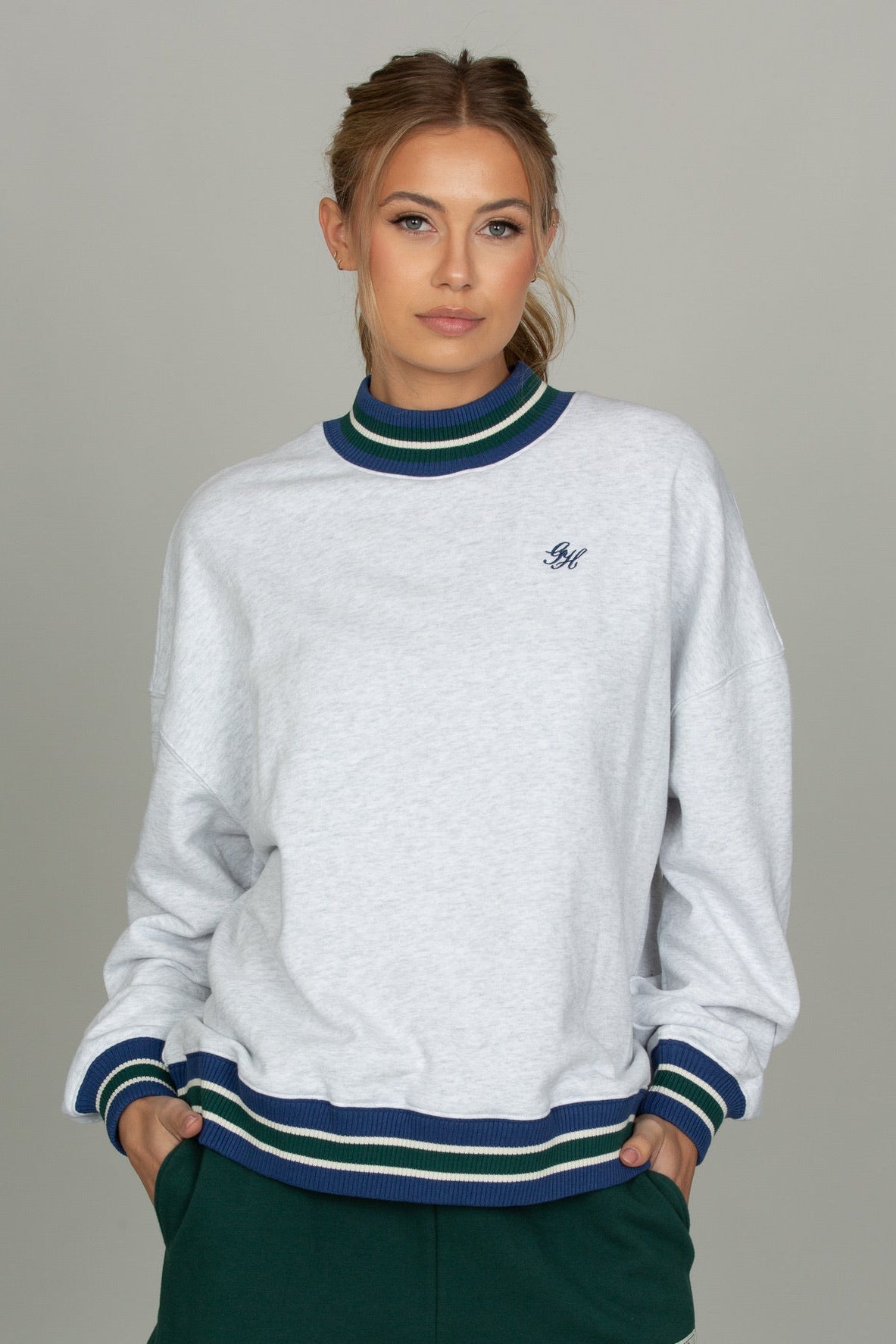 Jukai Fashion Heather Grey Prep Courtside Mock Neck