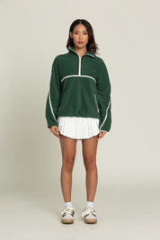 Forest Green Minimalistic Half-Zip Pullover