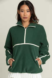 Forest Green Minimalistic Half-Zip Pullover