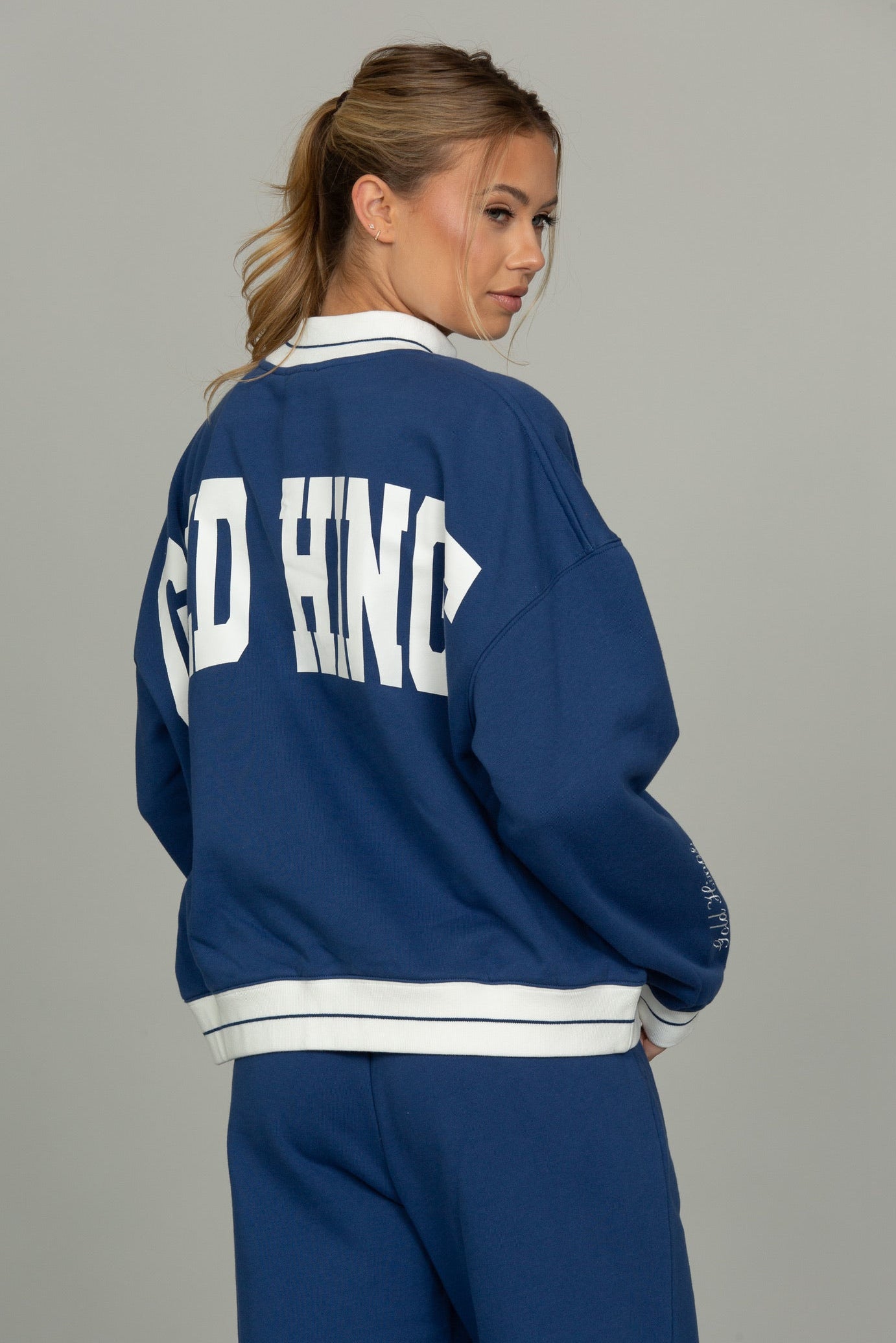 Azure Prep Stripe Mock Neck