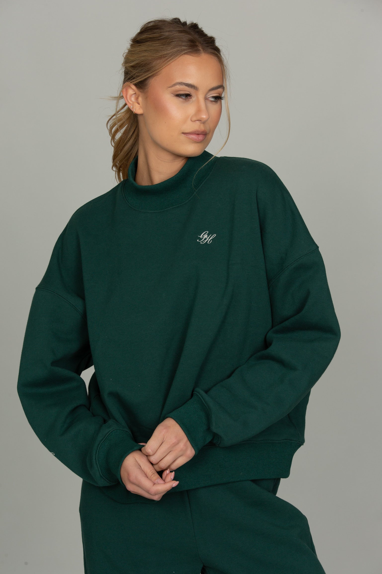 Hunter Green Prep Mock Neck – Gold Hinge