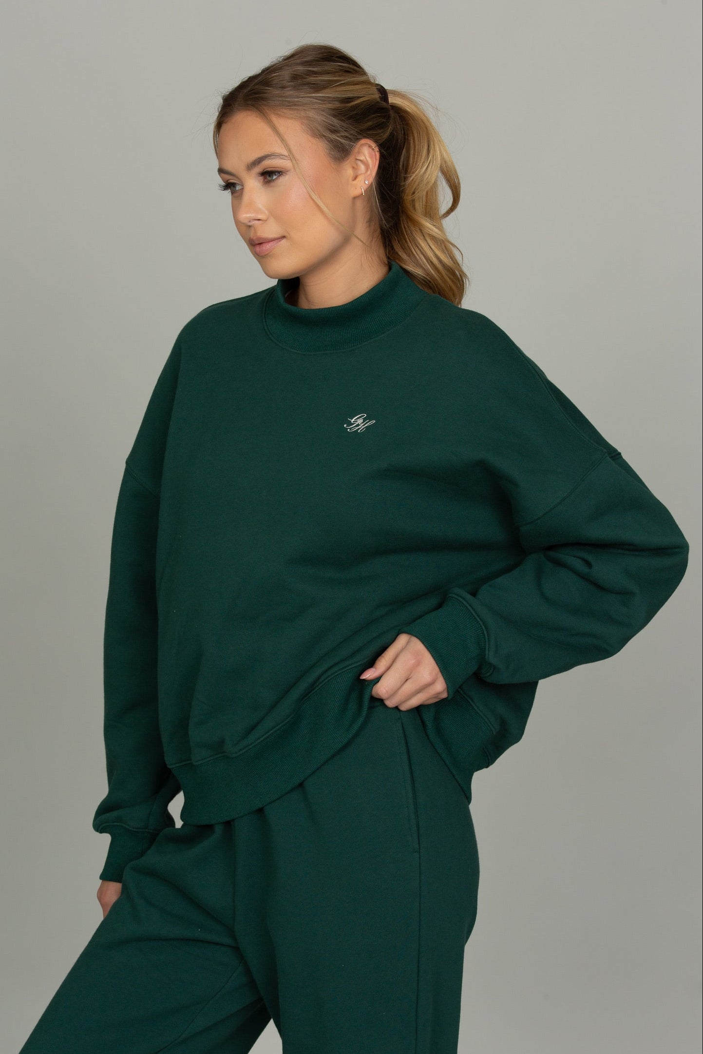 Hunter Green Prep Mock Neck