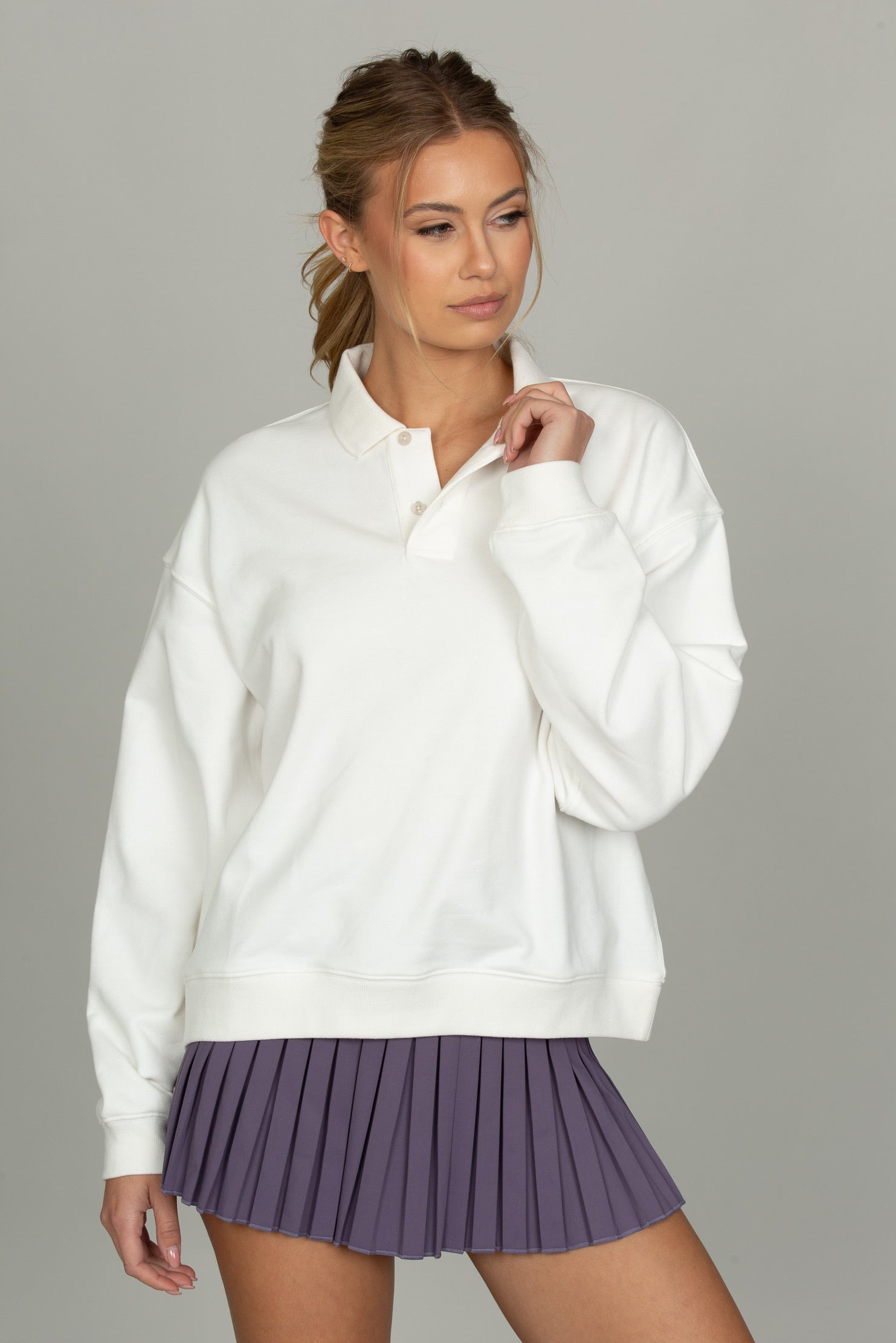 White Long Sleeve Polo