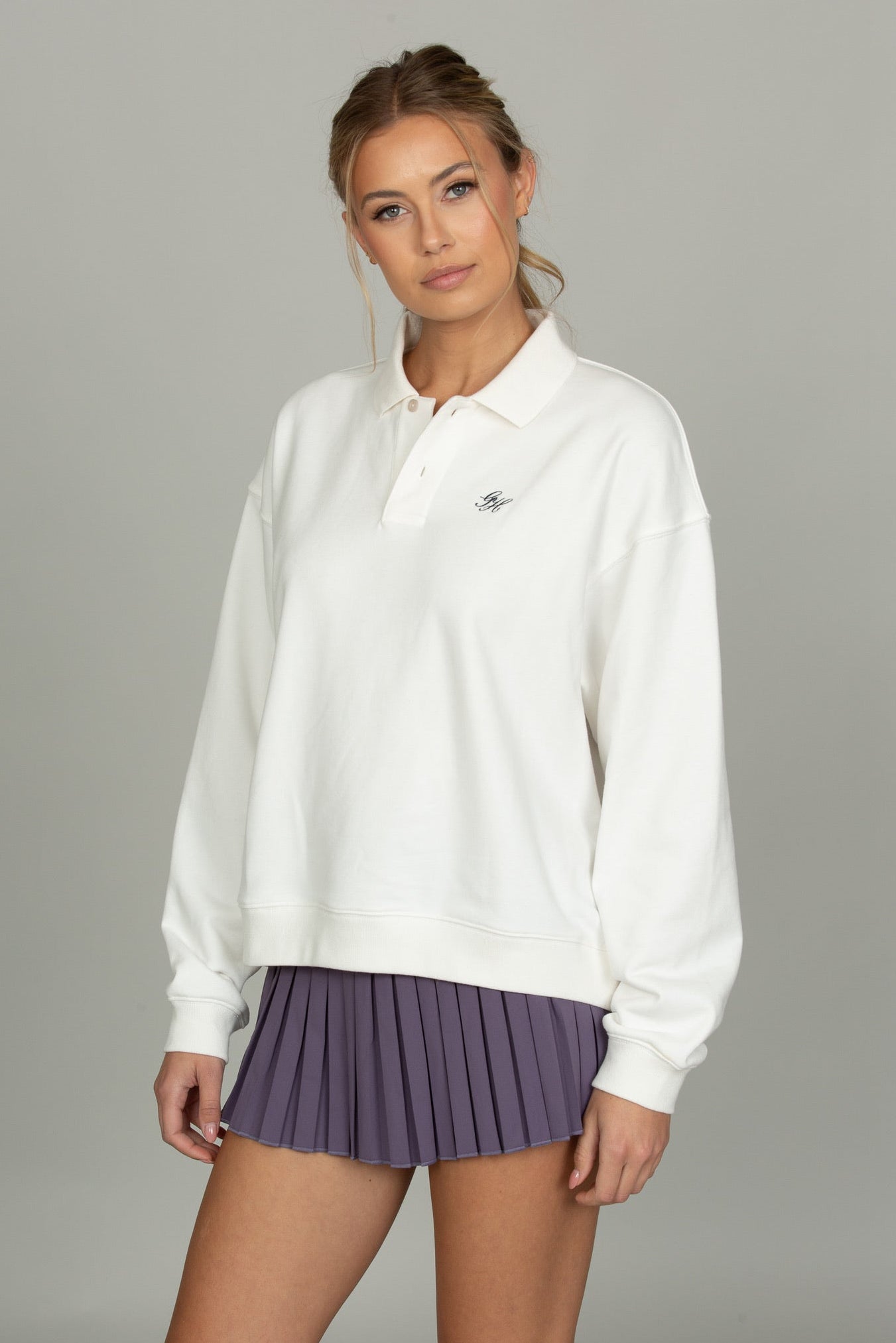 White Long Sleeve Polo