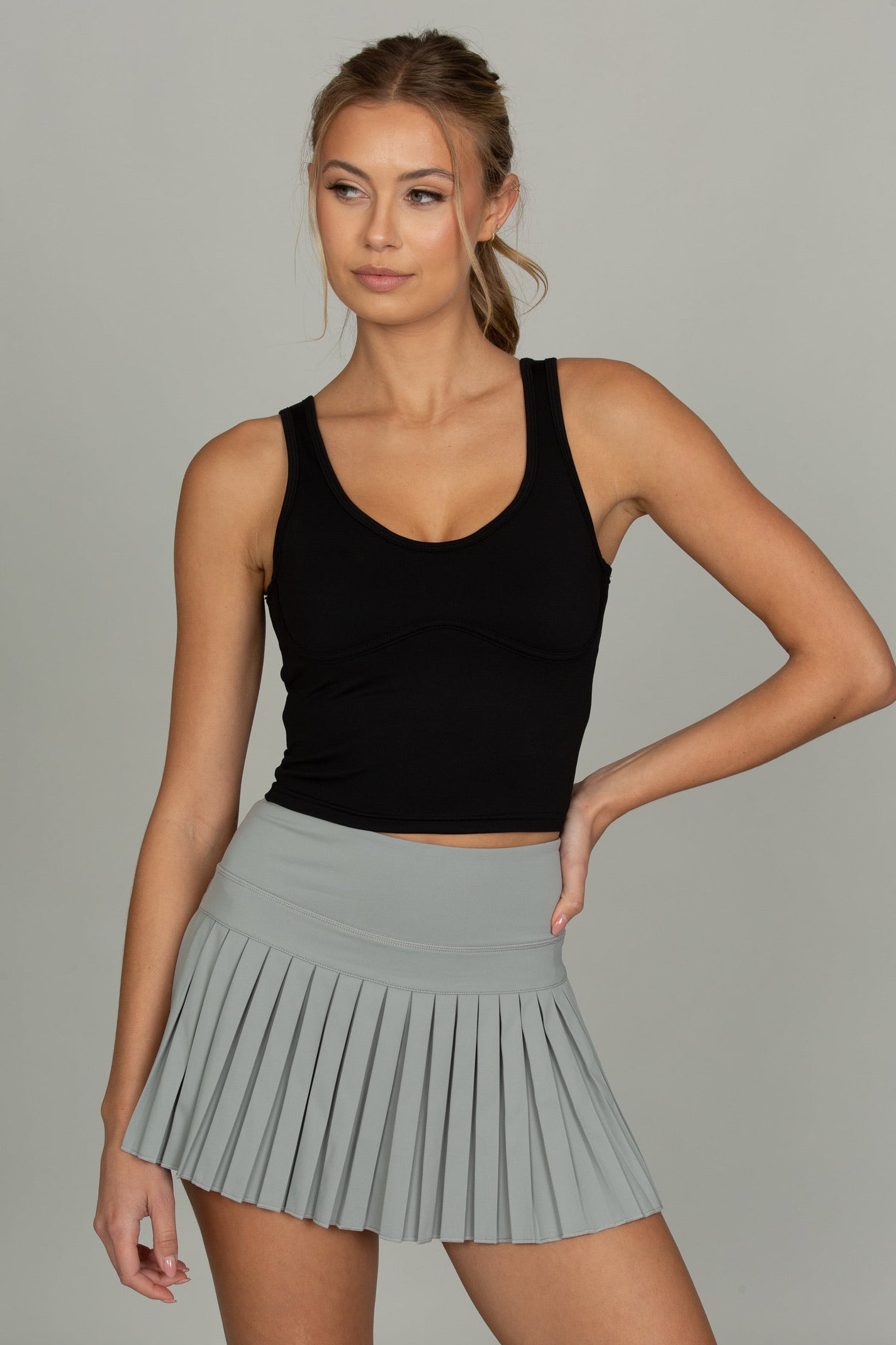 Black Lined Mid Length Bra Top