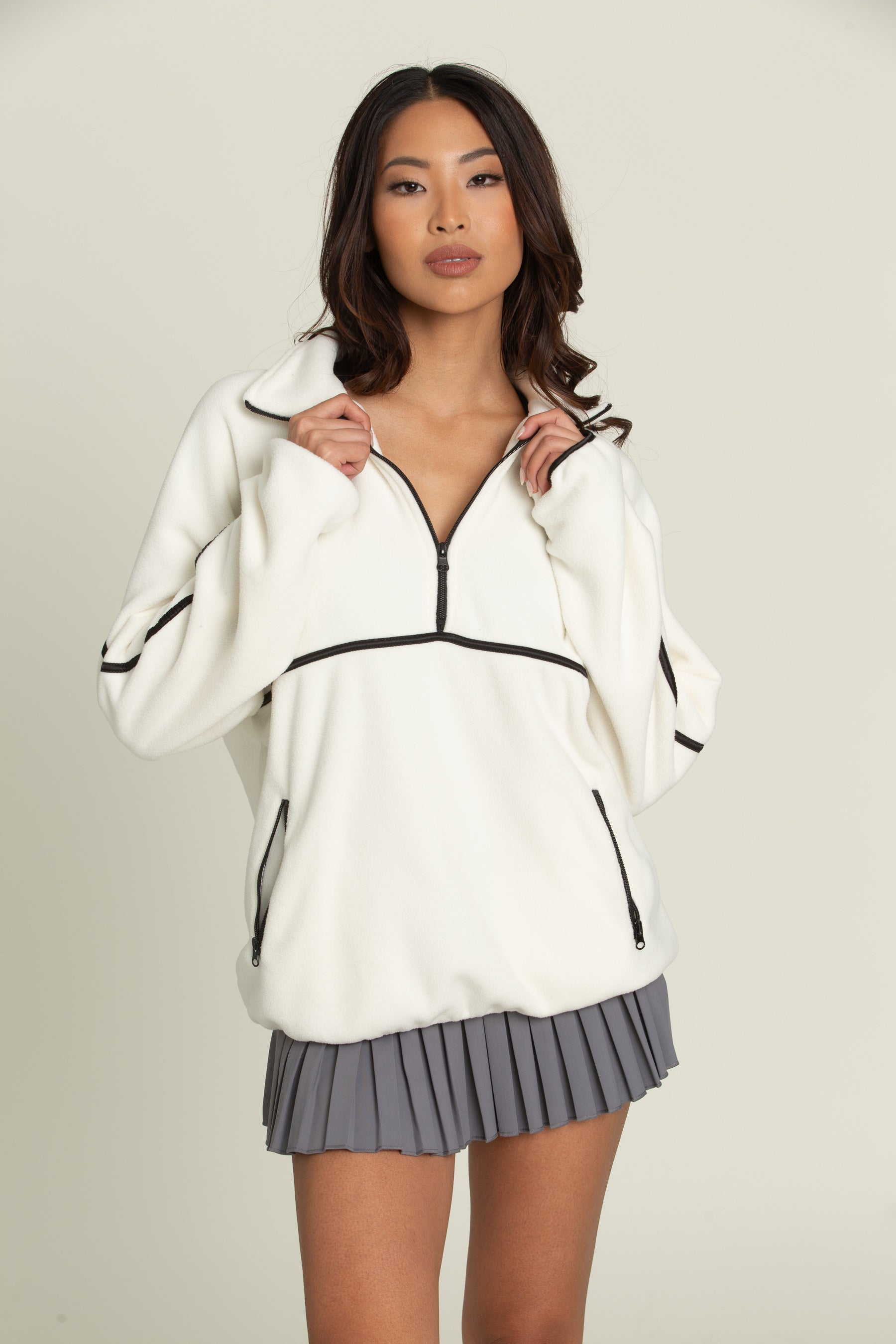 Ivory Minimalistic Half-Zip Pullover