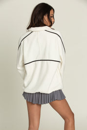 Ivory Minimalistic Half-Zip Pullover