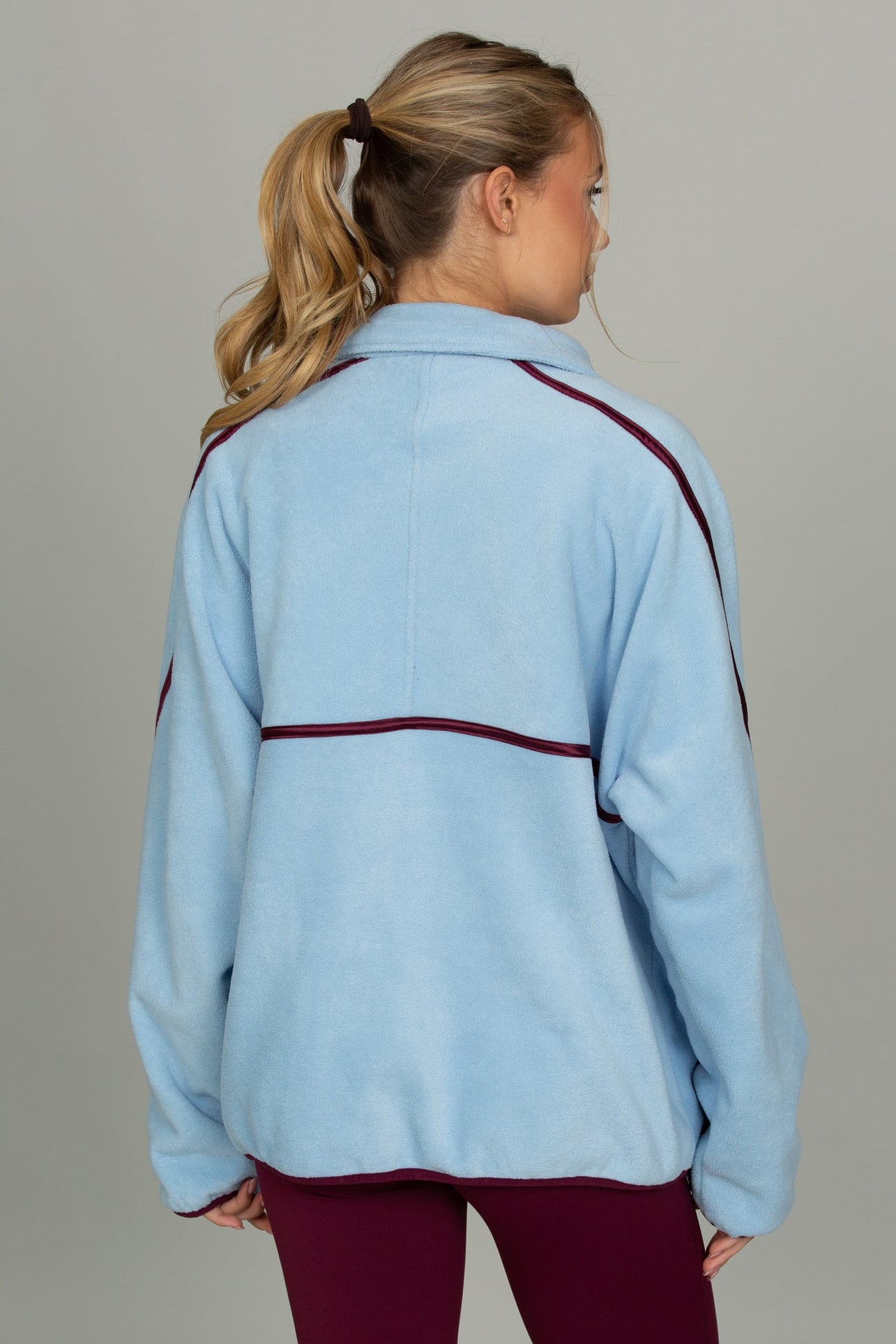 Light Blue Minimalistic Half-Zip Pullover