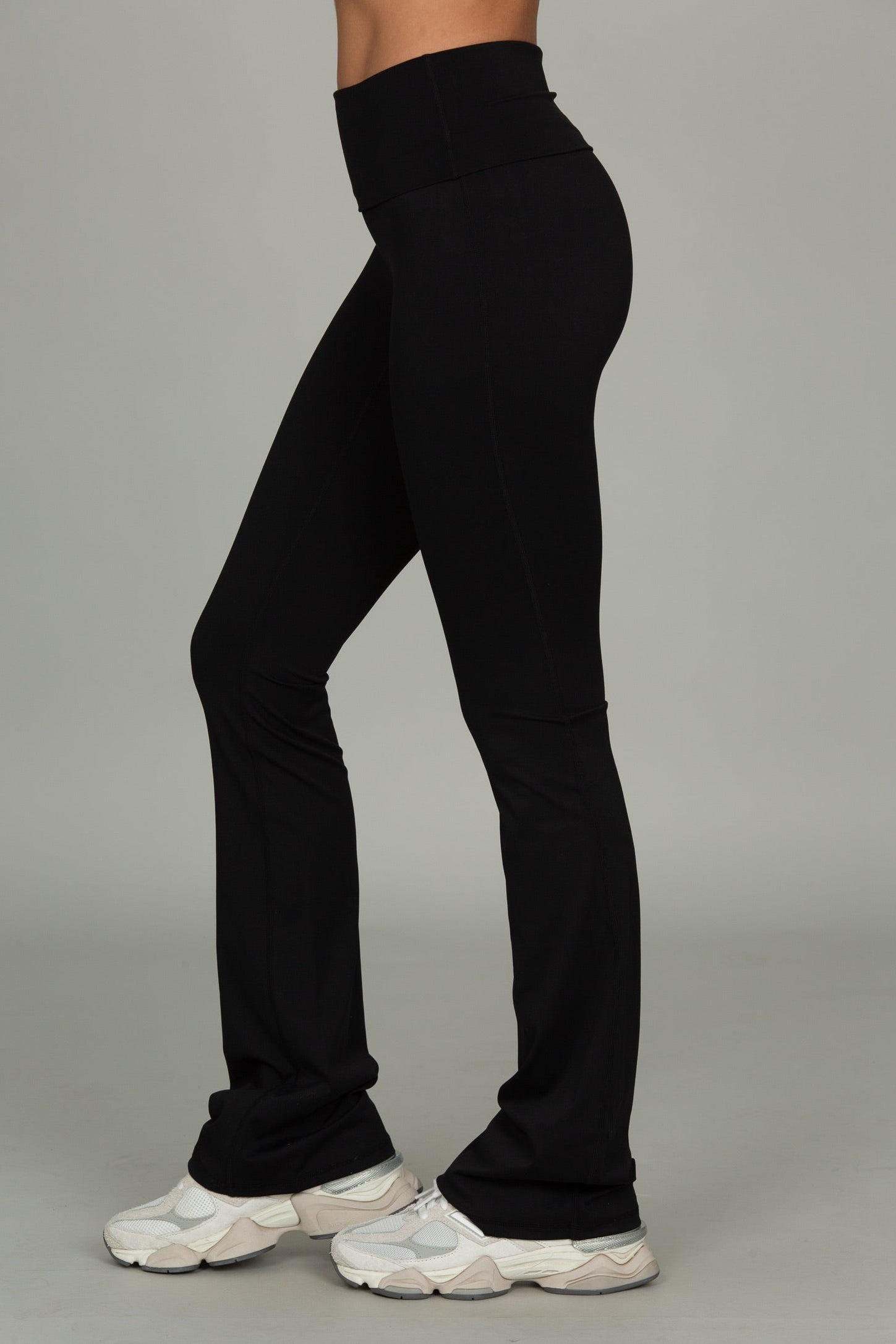 Black Essential Foldover Flare Pant