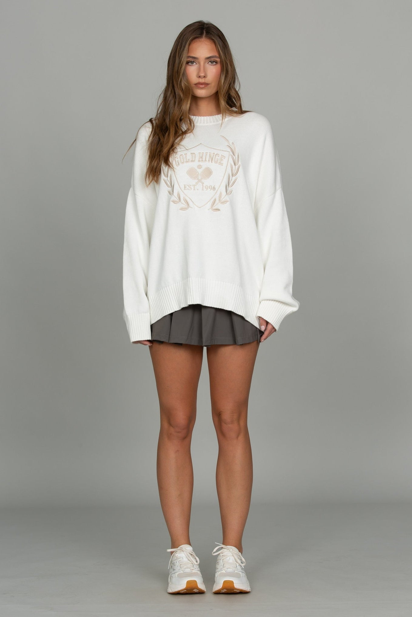 Ivory Oversized Crest Sweater