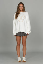 Ivory Oversized Crest Sweater