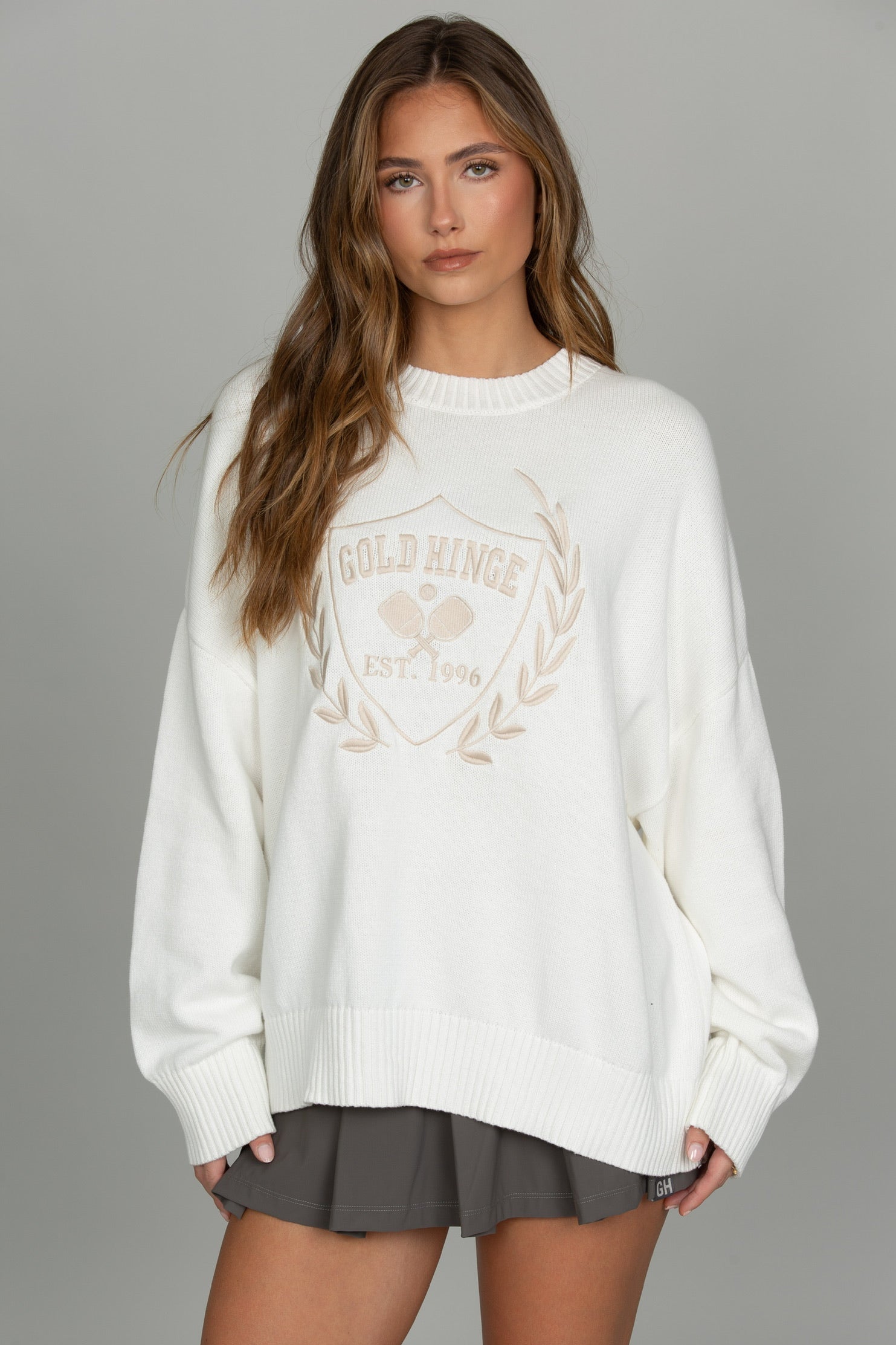 Ivory Oversized Crest Sweater