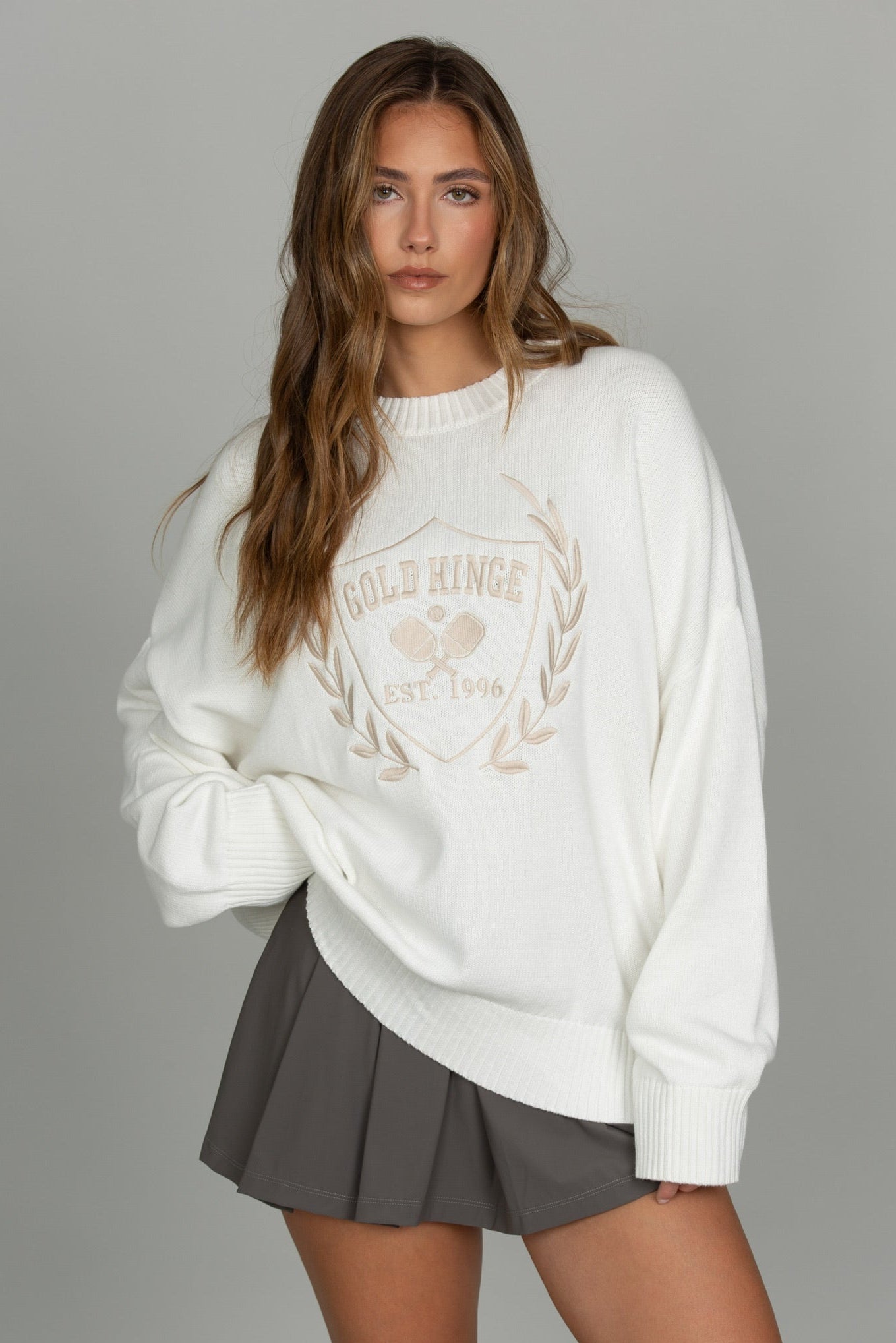 Ivory Oversized Crest Sweater