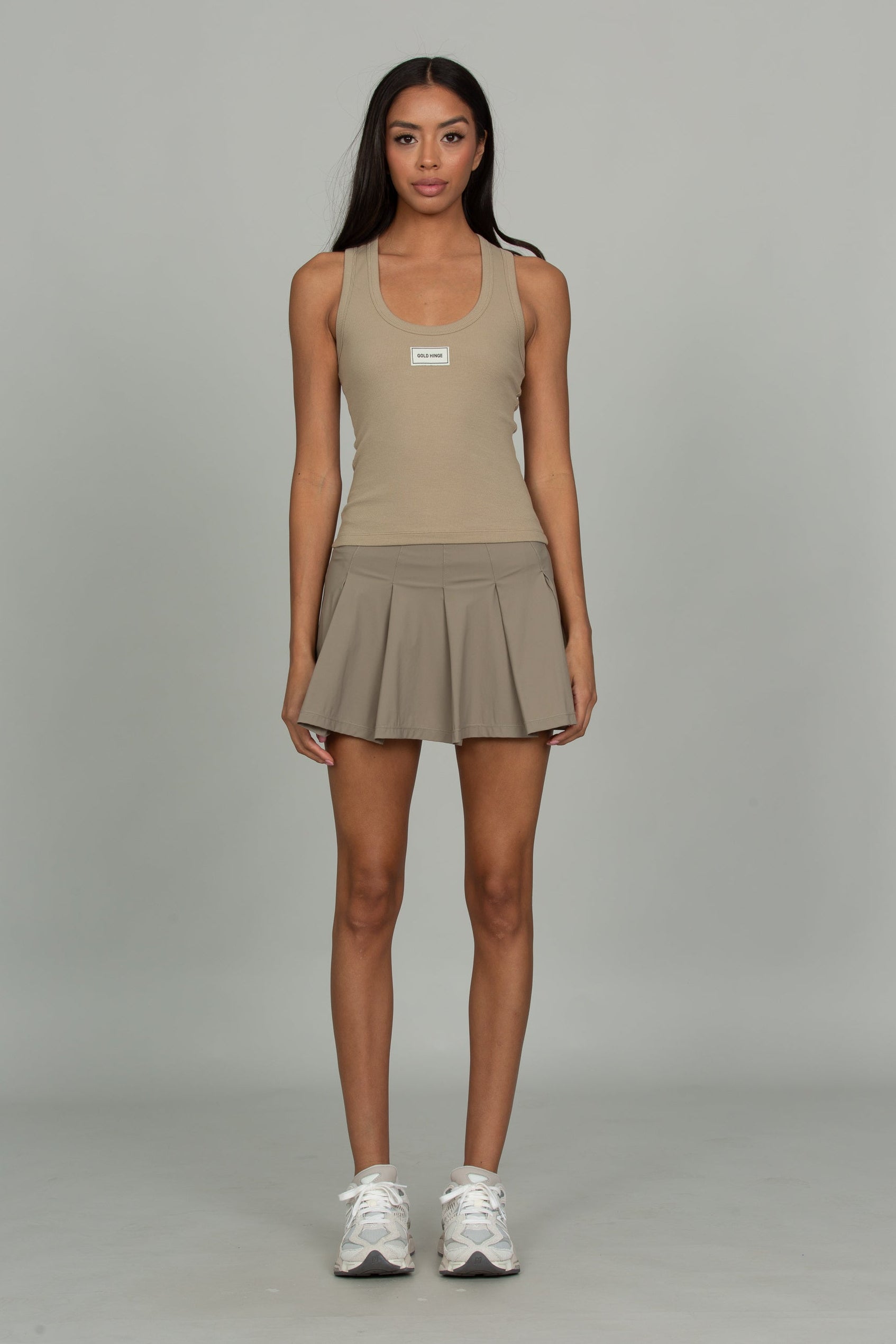 Pale Travertine Ribbed Cotton Tank