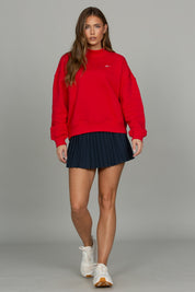 Bright Ruby Prep Mock Neck