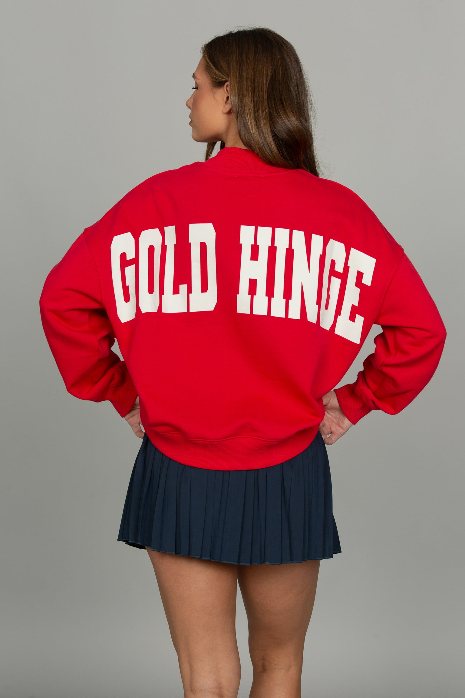 Bright Ruby Prep Mock Neck