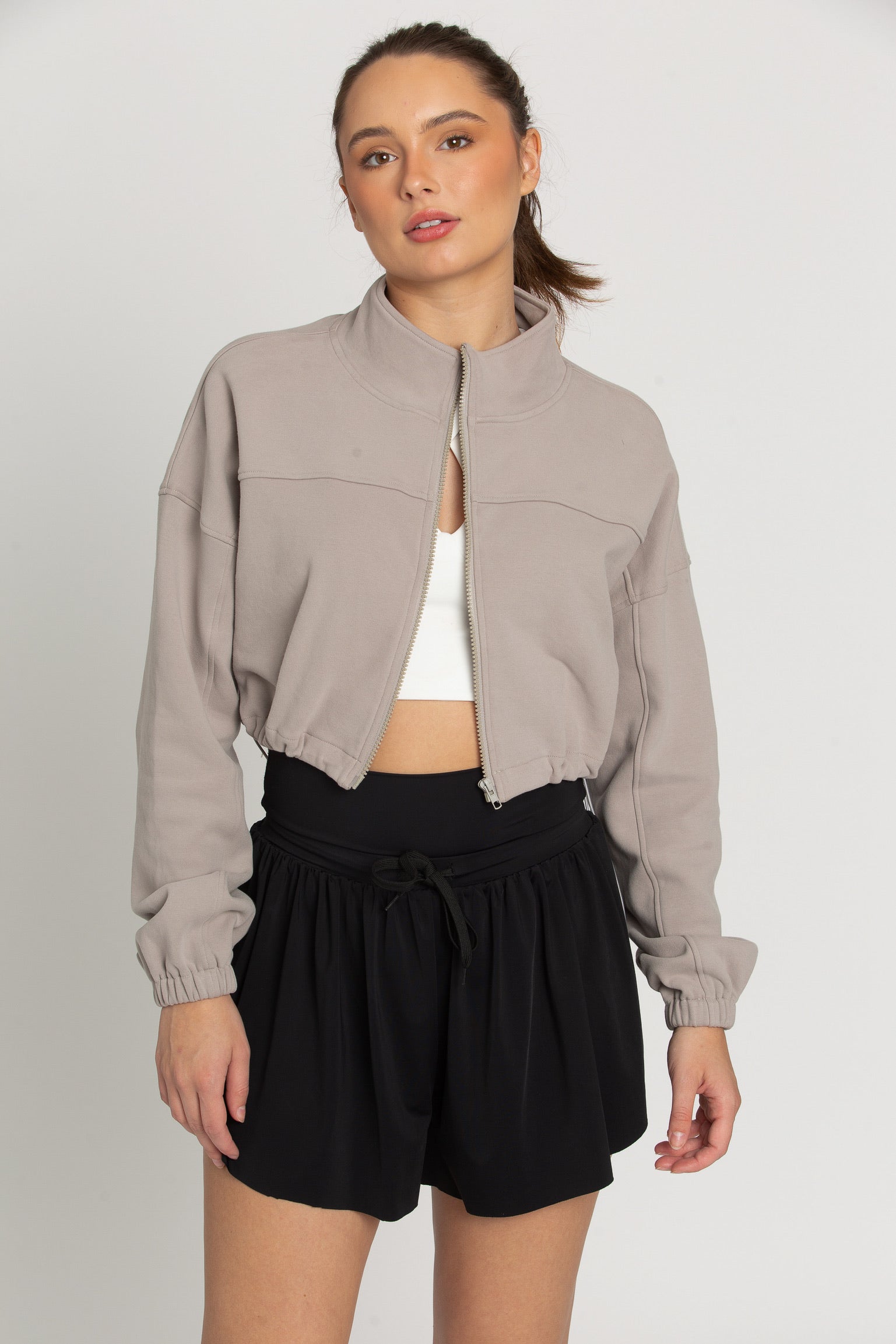 Misty Cinched Zip-Up Jacket