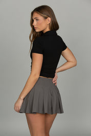 Charcoal Courtside Pleated Tennis Skirt [Pre-Order]