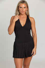 Black Pleated Tennis Dress
