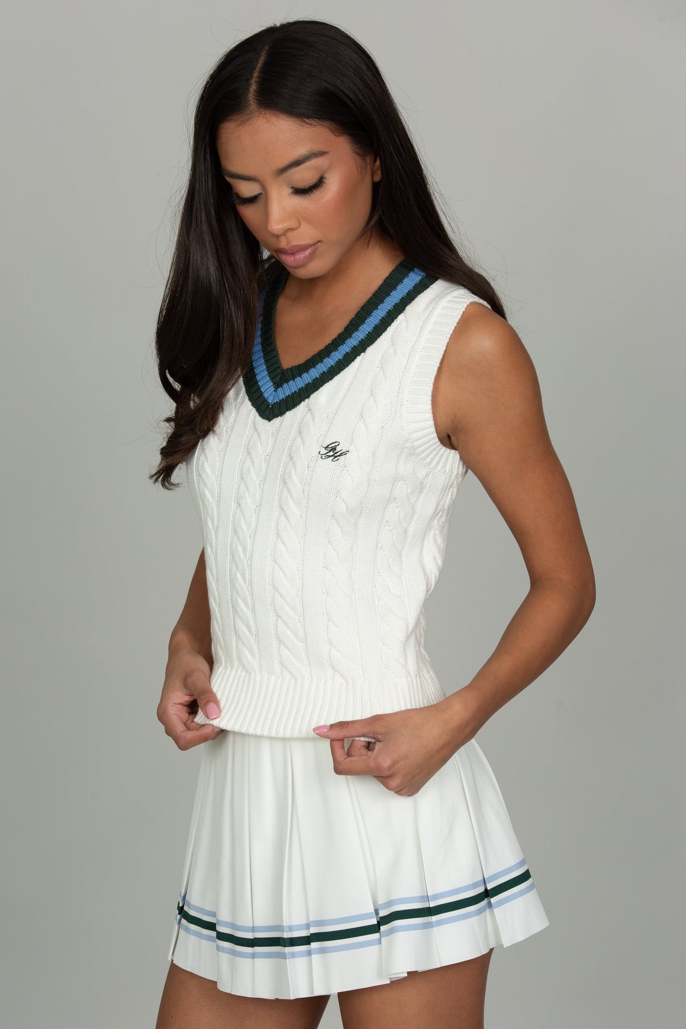 Ivory Cable Knit Sweater Vest