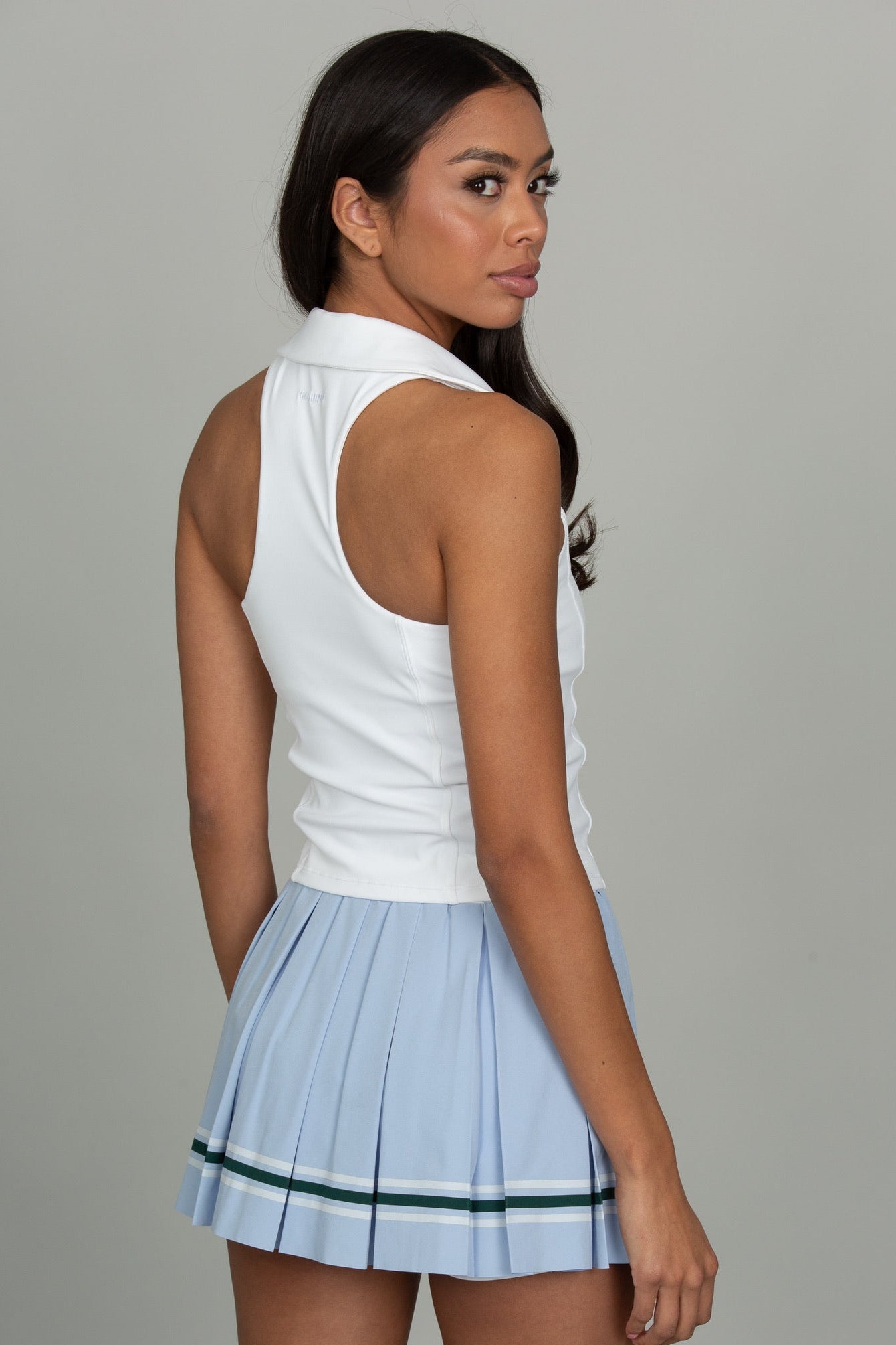 White Fitted Racerback Polo