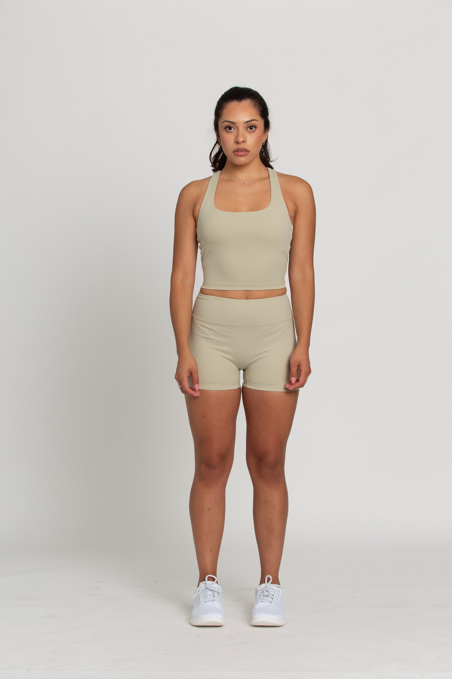 Pale Moss Zipper Spandex Shorts