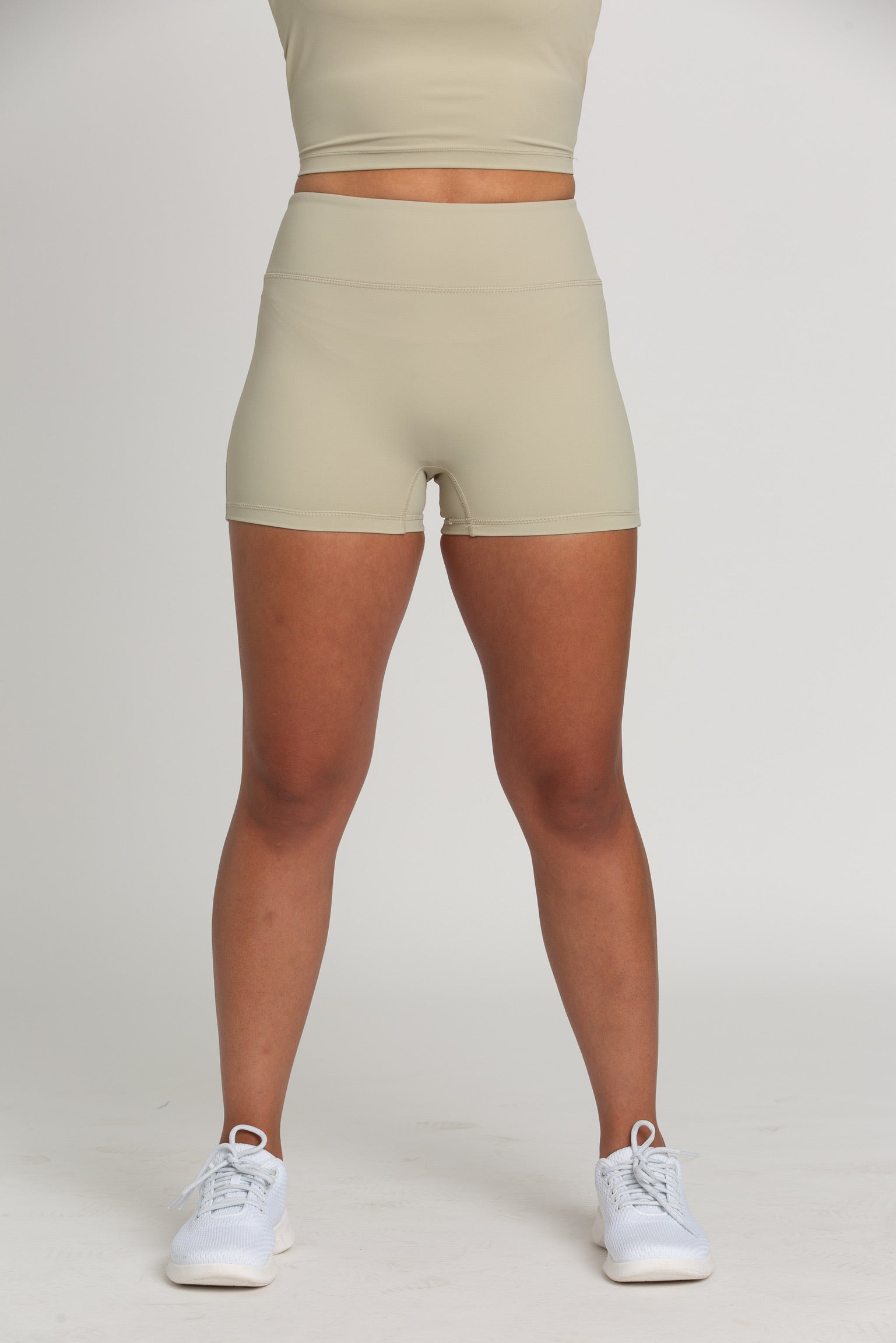 Pale Moss Zipper Spandex Shorts