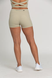 Pale Moss Zipper Spandex Shorts