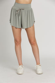 Ash Green Go-with-the-Flow Athletic Shorts