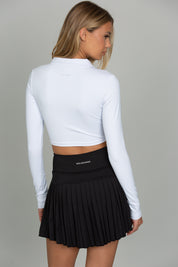 White Athletic Half-Zip Crop Top