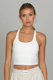 White Racerback Crop Tank