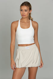 White Racerback Crop Tank