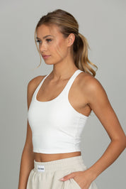 White Racerback Crop Tank