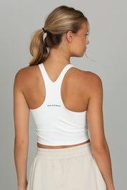 White Racerback Crop Tank