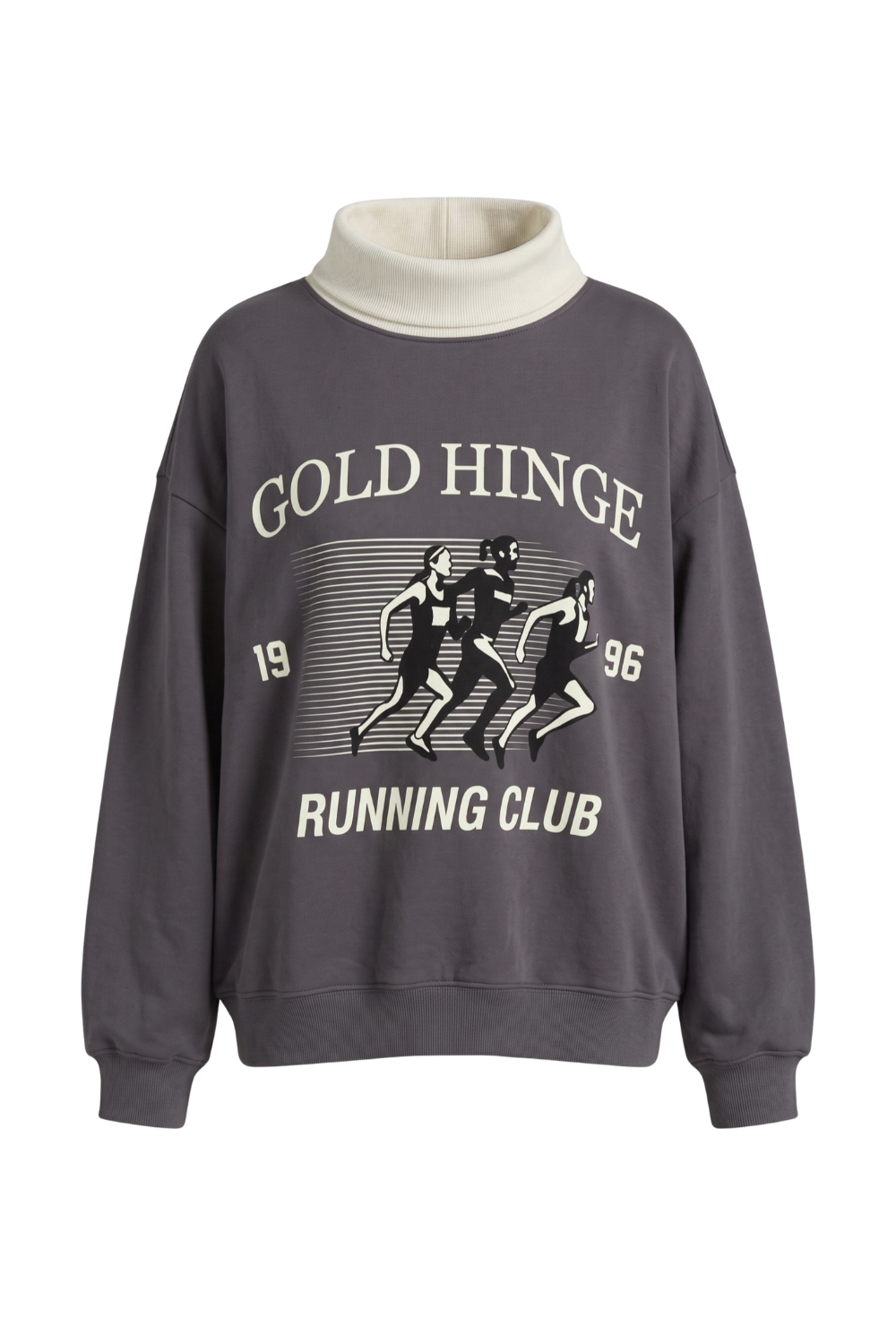 Steel Grey Ribbed Rollover Funnel Neck Sweatshirt [Pre-Order]