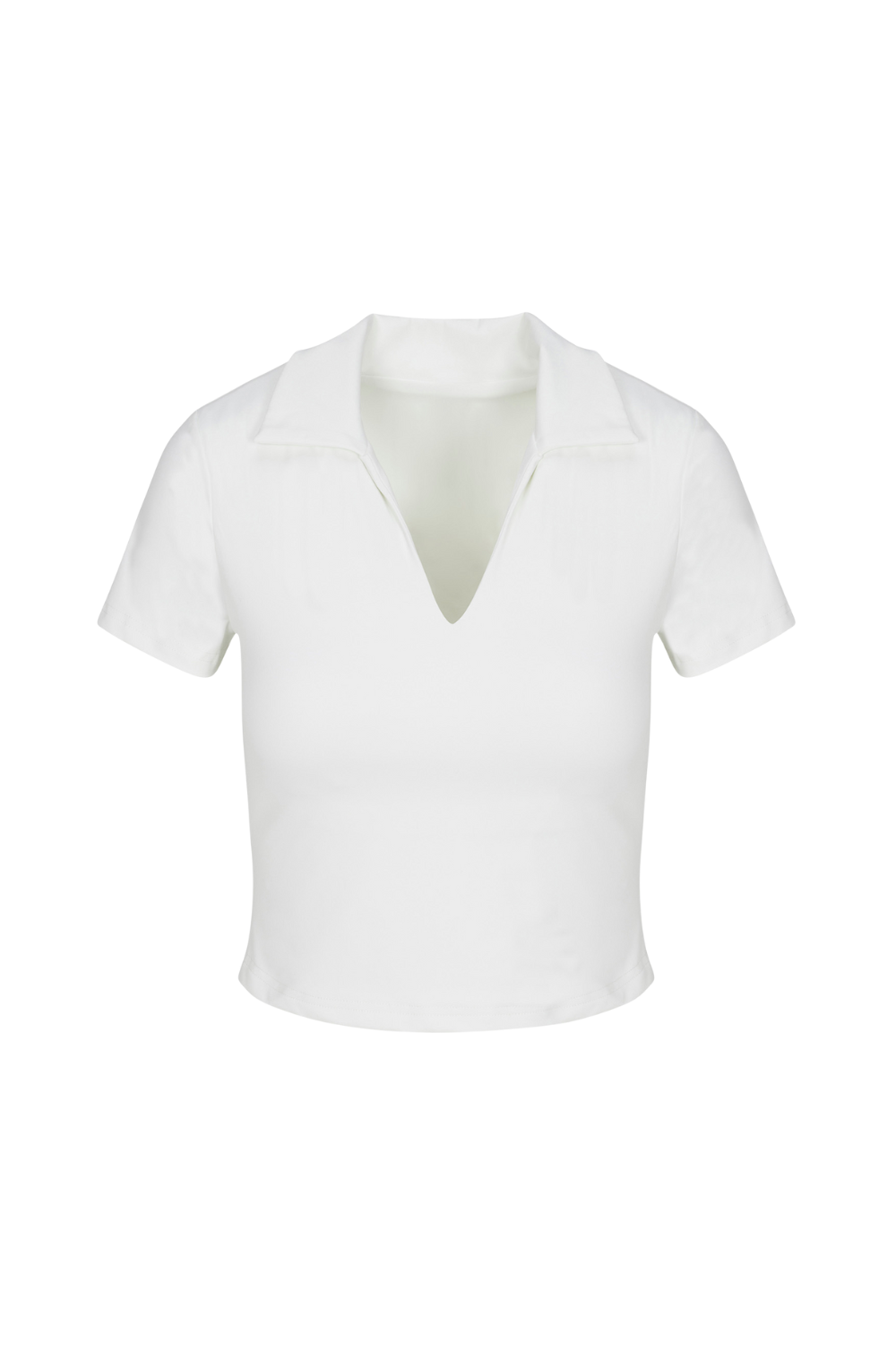 White Preppy V-Neck Polo Top