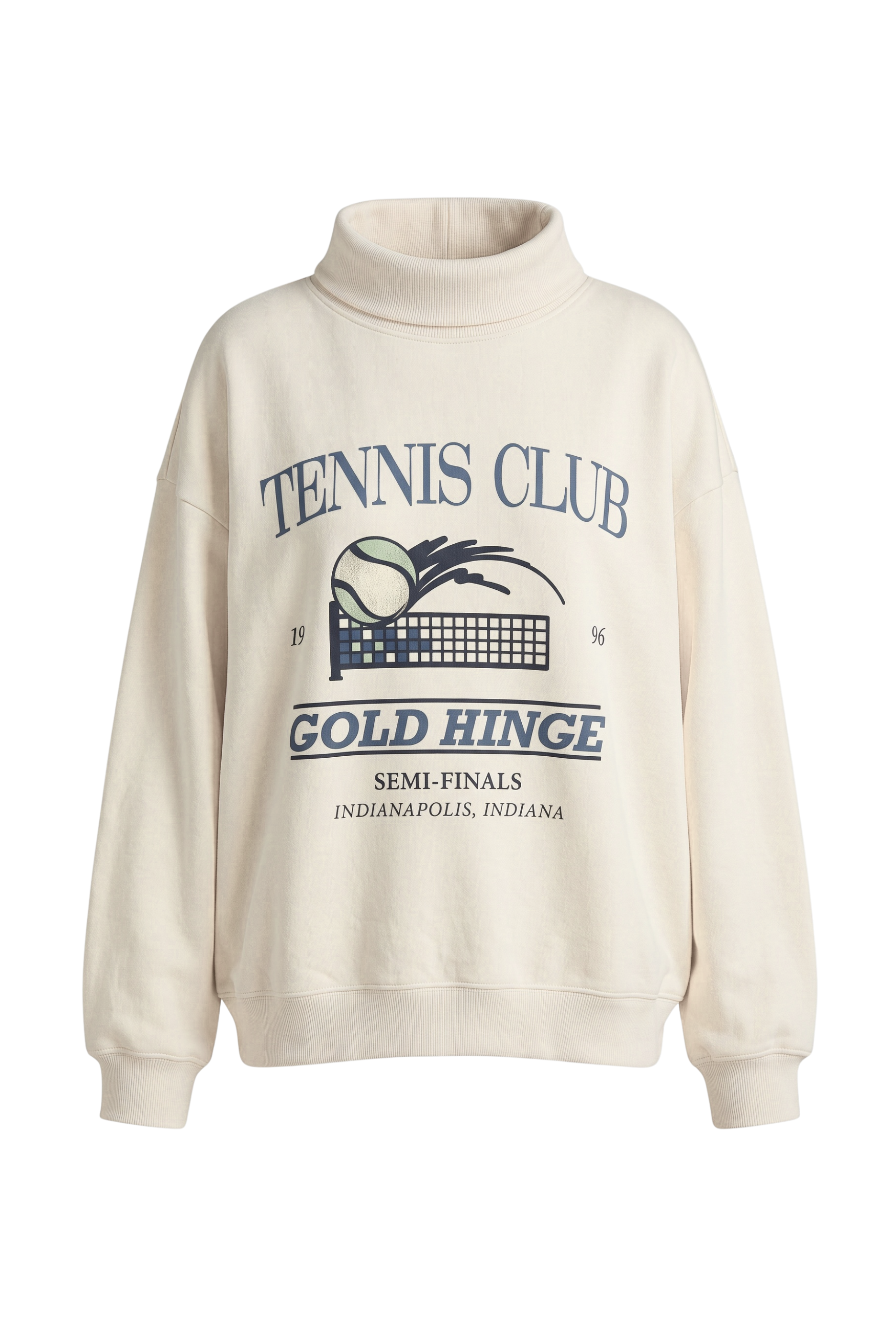 Bone Ribbed Rollover Funnel Neck Sweatshirt