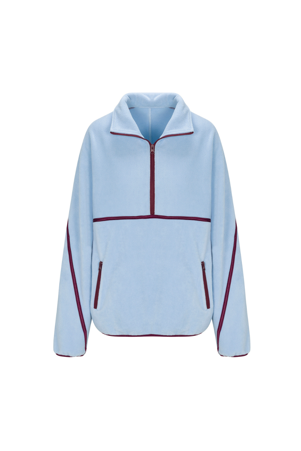 Light Blue Minimalistic Half-Zip Pullover