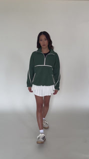 Forest Green Minimalistic Half-Zip Pullover