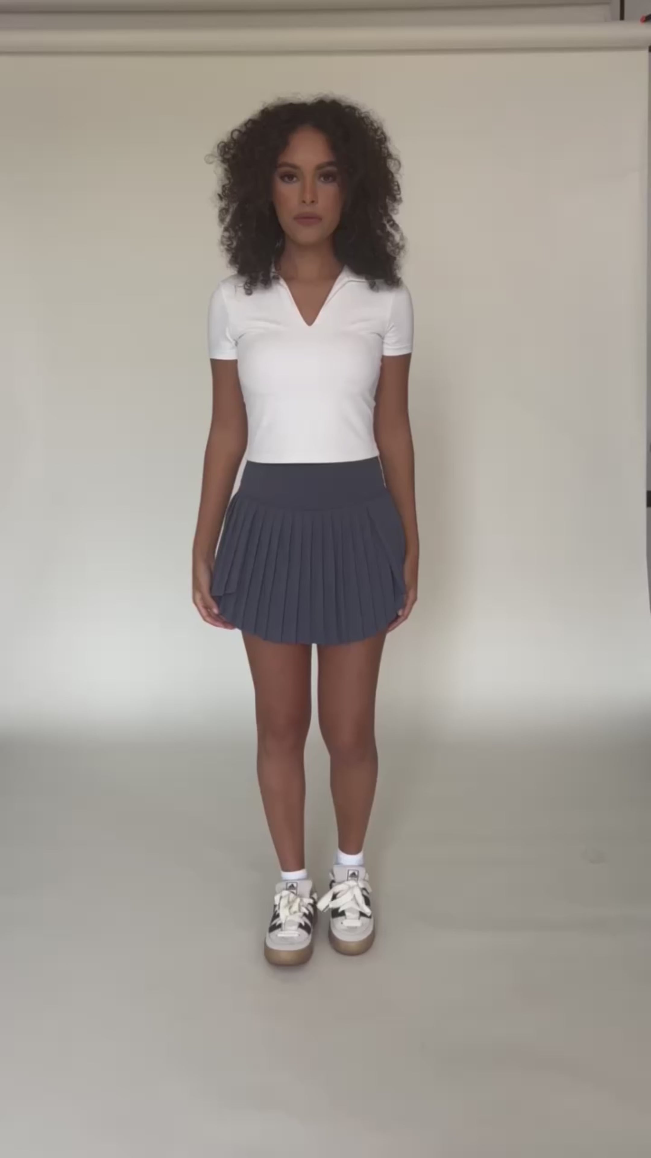 Navy Tiered Pleated Tennis Skirt