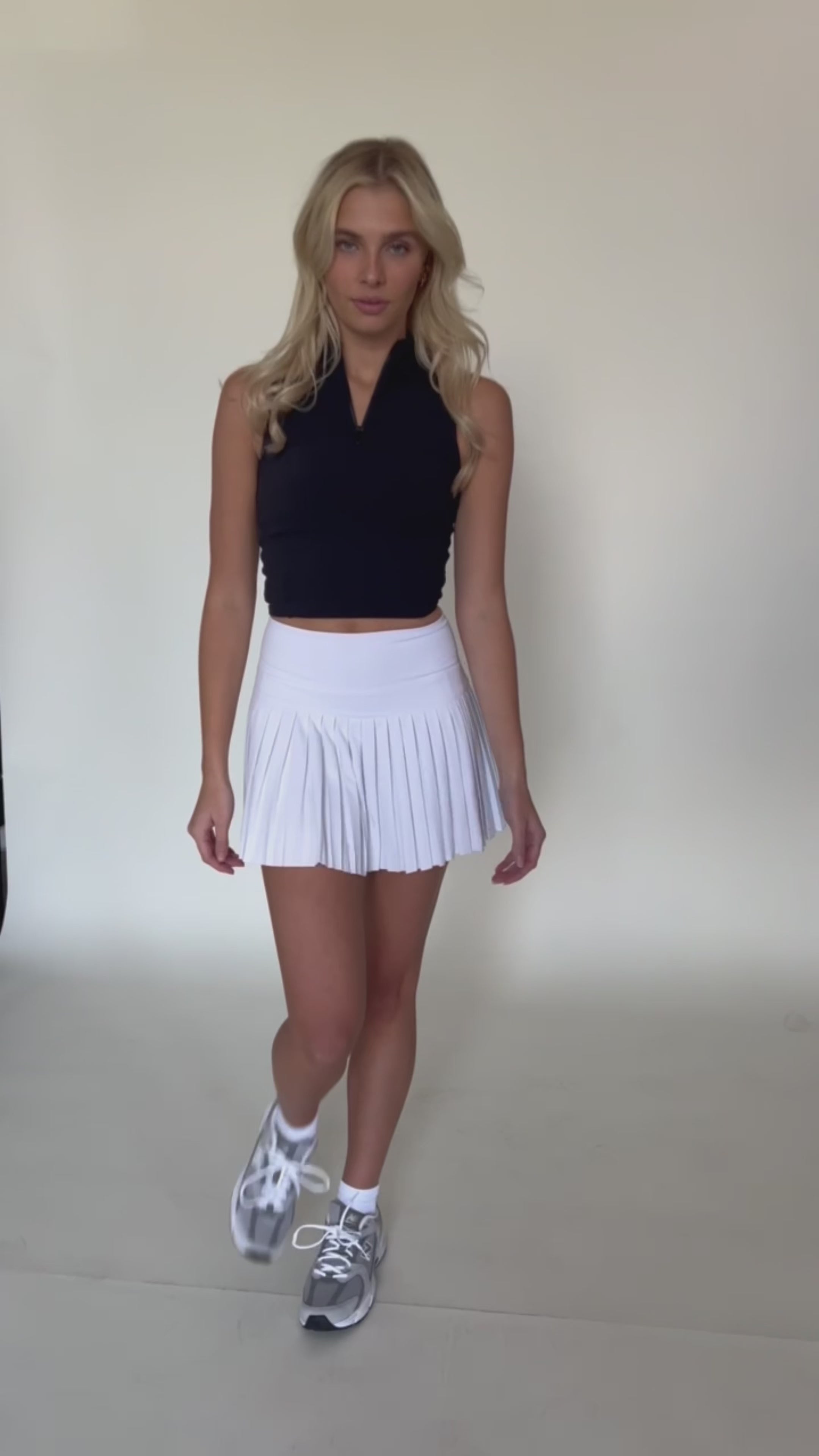 Off-White Pleated Tennis Skirt - 15"