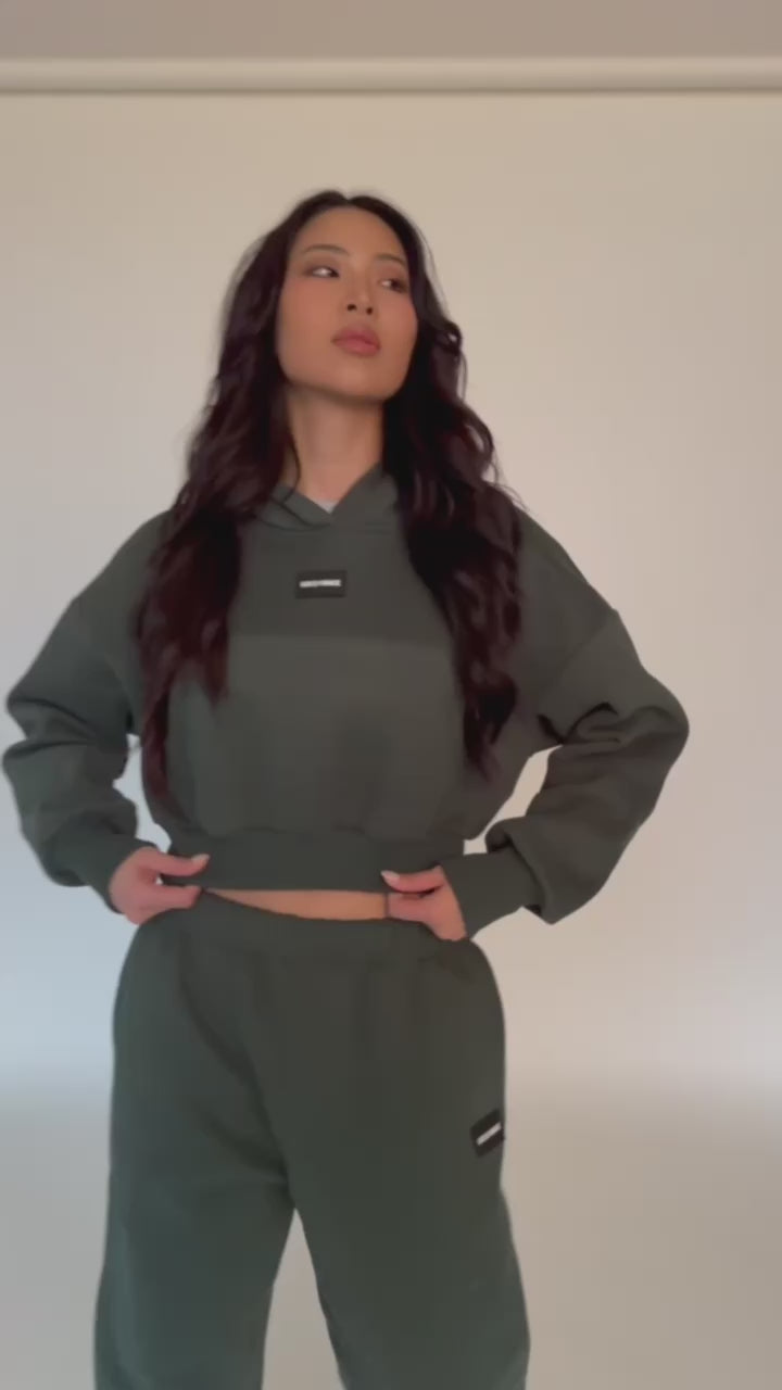 Hunter Green GH Cropped Hoodie