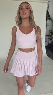 15" Pearl Pink Pleated Tennis Skirt