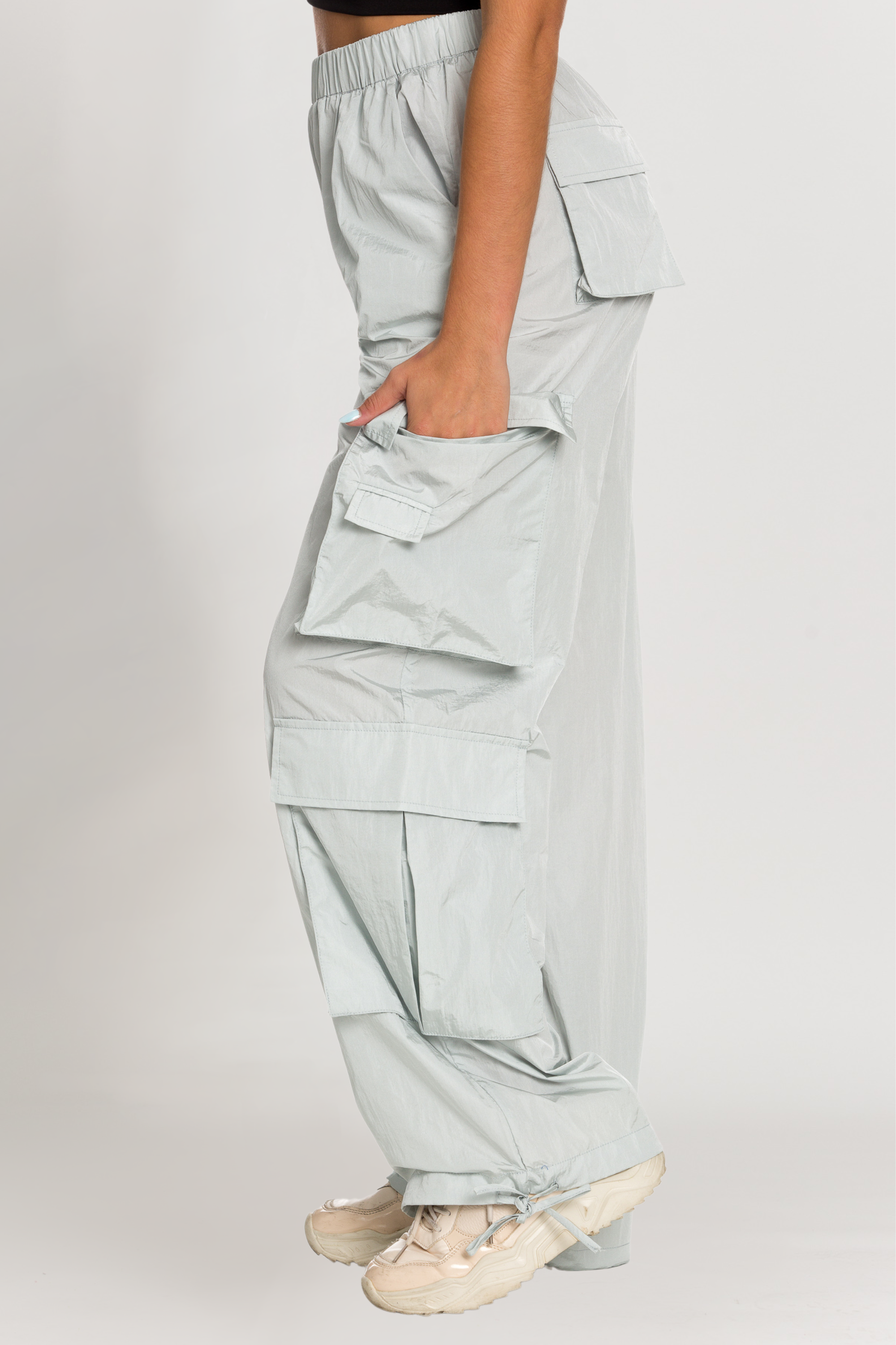 Ice Grey Parachute Pants