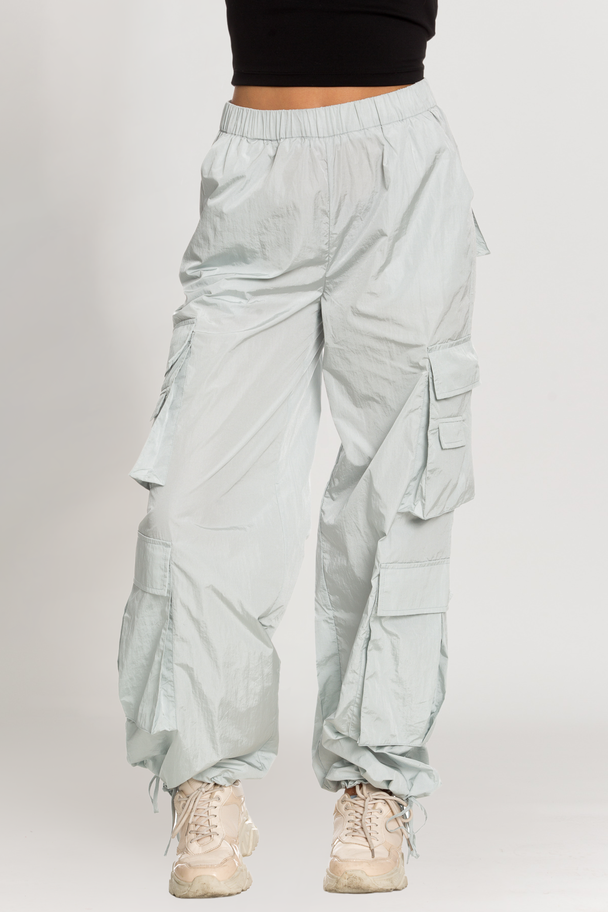 Ice Grey Parachute Pants