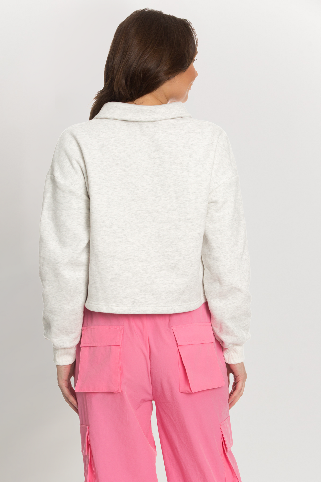 Heather White Button Pullover Top